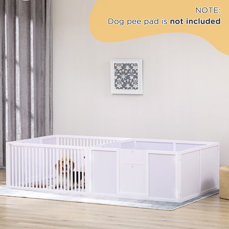 PawHut 81" x 40" Whelping Box for Dogs Built for Mother's Comfort, Newborn Puppy Supplies, Puppy Playpen with Adjustable Height Entrance Door, 3 of 7