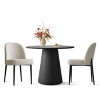 Dining Table Set for 2, Modern Round Pedestal Table with Black Base and Upholstered Chairs for Kitchen Nook or Small Dining Room-Tanpinhause - 4 of 4