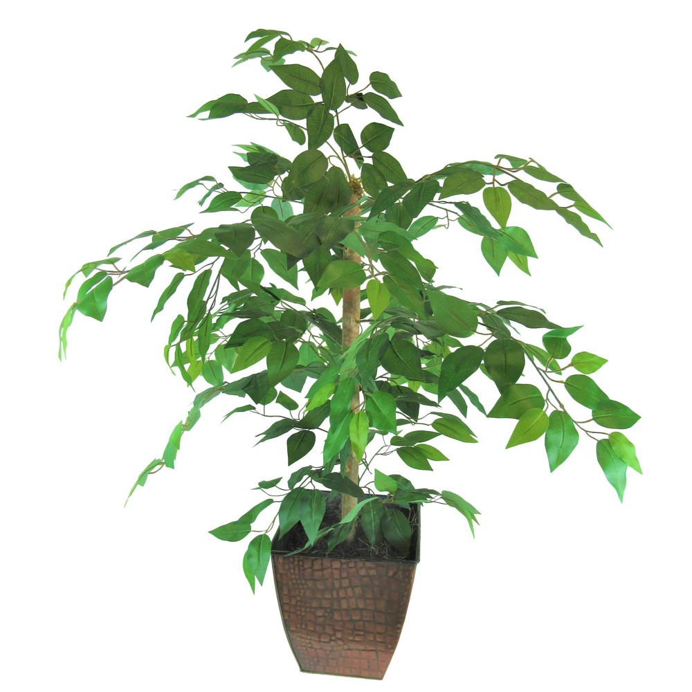 Photos - Garden & Outdoor Decoration LCG Florals 38" x 24" Artificial Ficus Tree in Metal Container: Polyester Faux Foliage, Indoor Decor, No Assembly Required