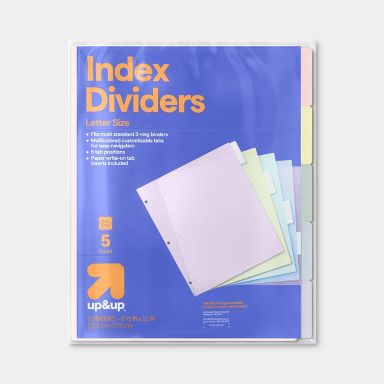 Pastel 5ct Plastic Letter Index Dividers - up&up™