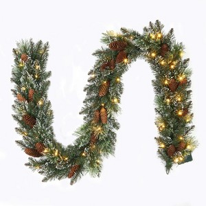 9FT Prelit Christmas Garland with Lights, Realistic Pine Garland for Mantle,Stairs,Indoor & Outdoor Holiday Decor - 1 of 4