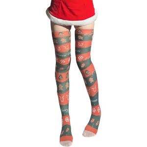 BABYYER Women's Christmas Thigh High Socks, Silk Long Over the Knee High Stockings, Breathable and Soft for Xmas New Year Holiday Decorations - 1 of 4
