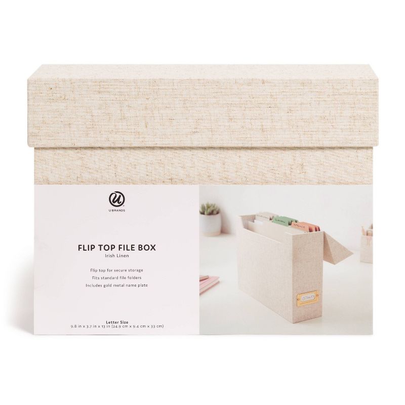 U Brands Flip Top File Box Linen Wrapped Beige, 4 of 7