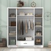 TIRAMISUBEST 4-Door Wardrobe with 1 Storage Drawer and Hanging Rod, Modern Bedroom Armoire Closet with Storage Shelves - 2 of 4