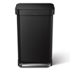 simplehuman 45L Rectangular Step Kitchen Trash Can with Liner Pocket, Matte Black Stainless Steel - image 2 of 4