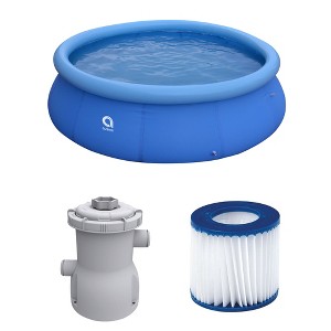 JLeisure 10' x 30" Prompt Set Inflatable Swimming Pool with CleanPlus 300 GPH Pool Filter Cartridge Pump & CleanPlus Cartridge Replacement Part - 1 of 4