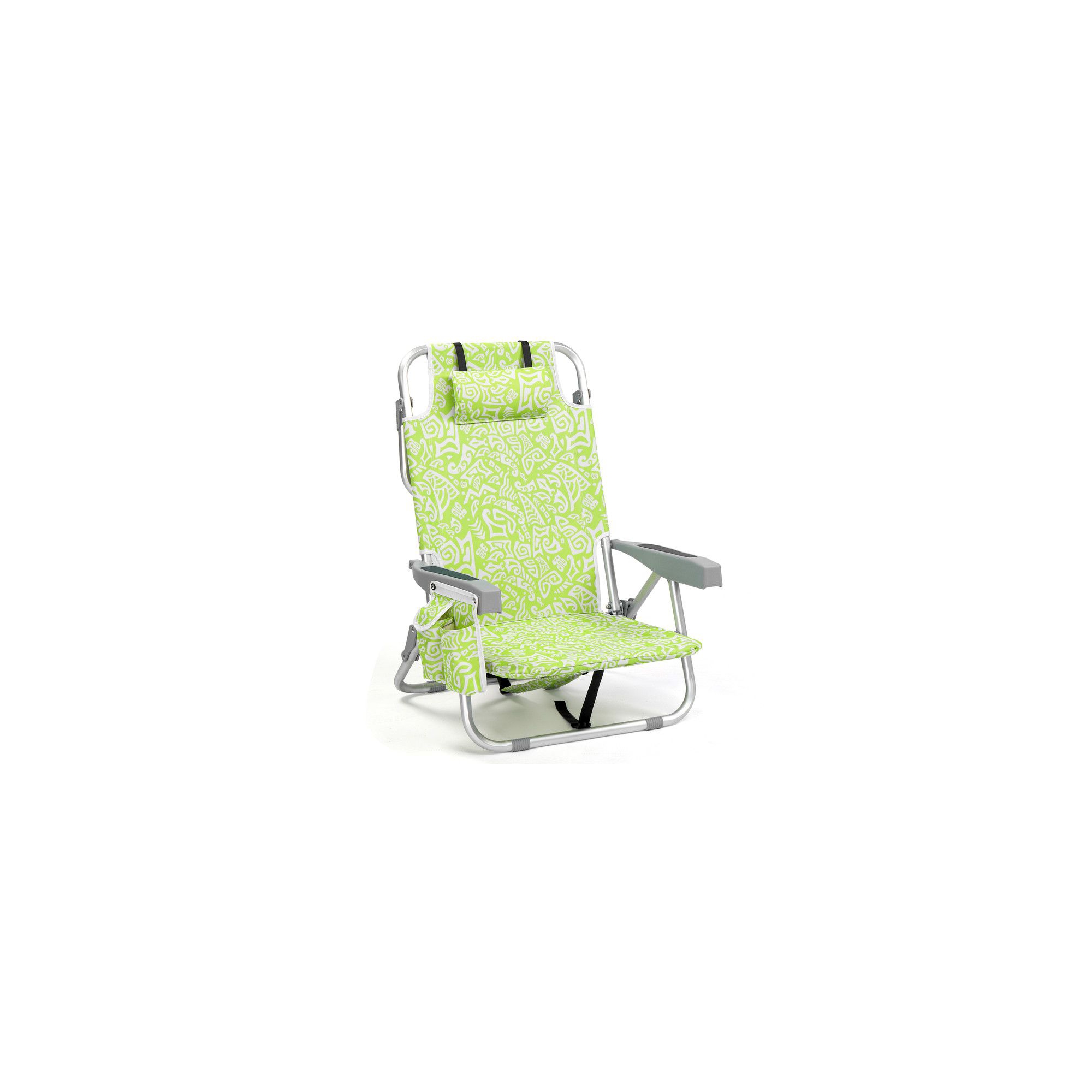 Karl Home 7.9inH Aluminum Reclining Folding Beach Chair 6-Positions With Cooler Bag And Cup Holder
