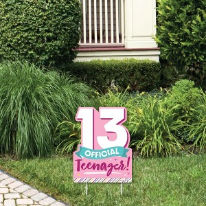 Big Dot of Happiness Girl 13th Birthday - Outdoor Lawn Sign - Official Teenager Birthday Party Yard Sign - 1 Piece - 1 of 4