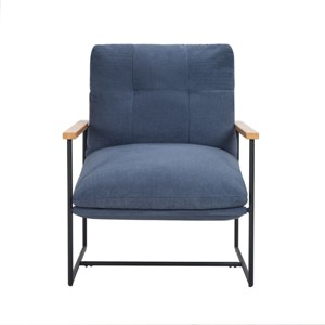 GlasFlength Accent Chairs pholstered Wood Accent Arm Chair Reading Chair Vanity Chair with Storage Bag Living Room Chair, Blue, 29.13"*29.92"*35.28" - 1 of 4
