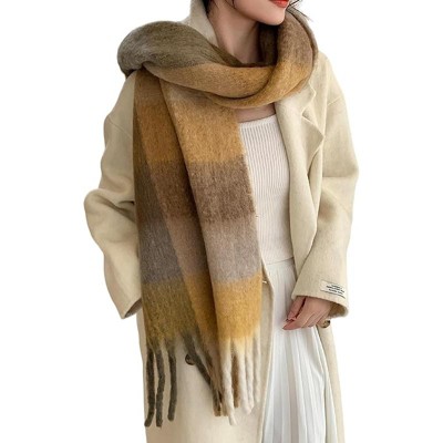 MSDC Winter Women Warm Scarf Long Shawl Large Scarves Cold Weather Thick Blanket Scarfs Colorful Plaid