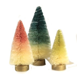 6.0 Inch Mini Pastel Ombre Trees Set/3 Soft Shades Spring Easter Bottle Brush Trees - 1 of 3