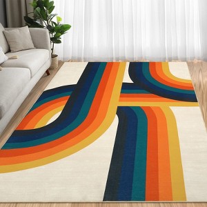 5x7 Machine Washable Area Rug Non Slip Thin Floor Carpet Modern Abstract Rainbow Rug Soft Non Shedding Rug, Decorative Colorful Rug for Living Room - 1 of 4