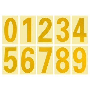 Unique Bargains 0 - 9 Vinyl Waterproof Self-Adhesive Reflective Mailbox Numbers Sticker 4.13 Inch Golden 3 Set - 1 of 4