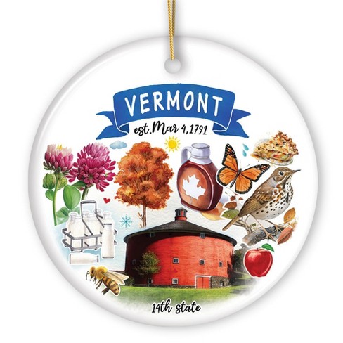 Artistic Vermont State Themes and Landmarks Christmas Ornament| OrnamentallyYou - image 1 of 4