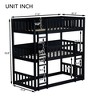 MAYEERTY Twin Triple Rubbber Wood Bunk Bed with Ladders Guardrails Detachable Bunk Bed Black - 4 of 4