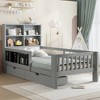 KWPZQEB Platform Bed with Chalkboard, Montessori Floor Bed with Safety Guardrails & 2 Drawers, Low Bed with Open Shelves for Girls and Boys - 3 of 4