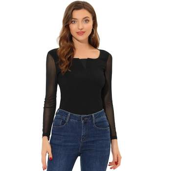 Black Mesh Crop Top With Short Sleeves Sheer See Through Mesh Tops for  Women 