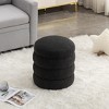 18.50"Soft Boucle Round Ottoman Footrest Stool,Black - 3 of 4