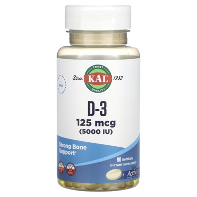 KAL D-3, 125 mcg (5,000 IU), 90 Softgels