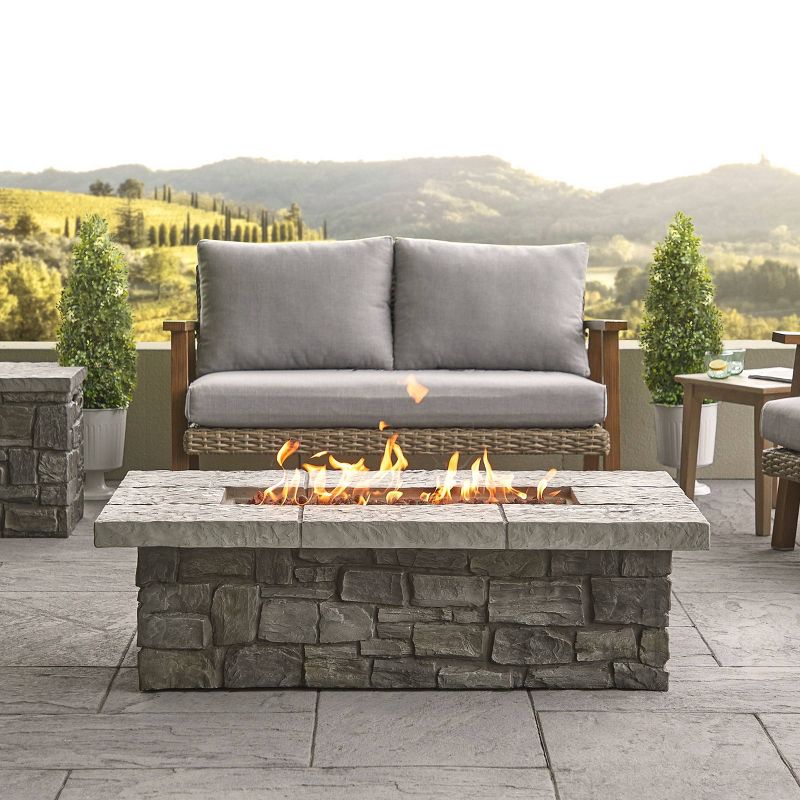 Sedona Rectangle Fire Pit with NG Conversion Gray - Real Flame, 6 of 9