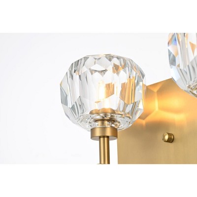 Gold Vanity Wall Sconce with Clear Crystal Faceted Shades