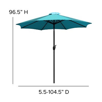 Teal 9 FT Round Patio Umbrella with Aluminum Pole