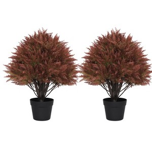 poetree 2 ft. Artificial Cedar Topiary Ball Tree Autumn Fall Decor Fake Plants Outdoor Tree 2-Pack - 1 of 4