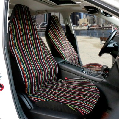 X-Autohaux Universal Stripe Bohemian Style Seat Covers Multi-Colored 1 Pc