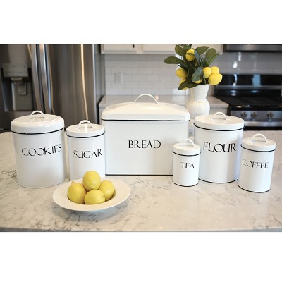 Bright White Farmhouse Ceramic Cookie Jar Set