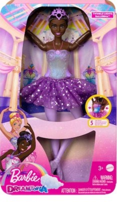 Barbie Ballerina Doll in Purple Removable Tutu with Black Hair in Top Knot,  Brown Eyes, Ballet Arms & Sculpted Toe Shoes