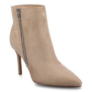 Journee Women's Leyna Medium and Wide Width Zipper Detail Dress Booties,  Taupe 7.5 : Target