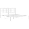 vidaXL Modern Metal Double Bed Frame with Headboard - White, Steel Construction, 81.5"x61.4"x35.4" - Ideal Bedroom Furniture - 2 of 4