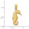 Black Bow Jewelry 14k Yellow Gold Diamond Cut Satin Seahorse Pendant - 4 of 4