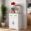 VANIRROR White Wooden Kitchen Pantry Cabinet, Microwave Storage Cabinet with Storage Drawer, Organizer for Kitchen or Dining Room - 2 of 3