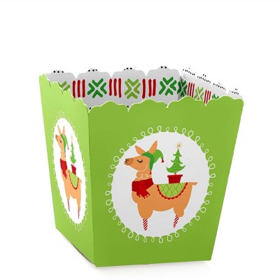 Big Dot of Happiness Fa La Llama - Party Mini Favor Boxes - Christmas and Holiday Party Treat Candy Boxes - Set of 12