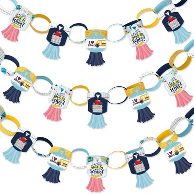 Big Dot of Happiness Back to School - 90 Chain Links and 30 Paper Tassels Decor Kit - 1st Day of School Classroom Decor Paper Chains Garland - 21 feet