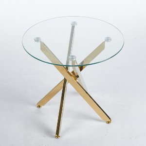 Vynxaria Golden Coffee Table with Cross Leg Design for Modern Living Spaces - 1 of 4
