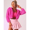 INSPIRE CHIC Women's Casual Hooded Zip Up Long Sleeve Cropped Faux Fur Jacket - 2 of 4