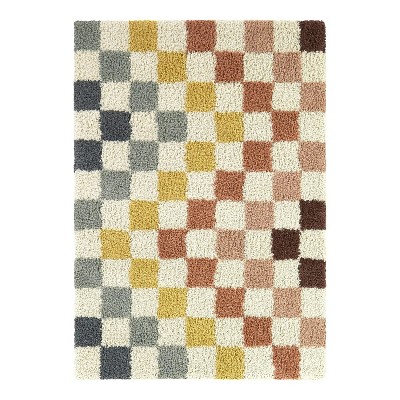 Rainbow Checker Indoor Rug, 4'W x 5'5"L"