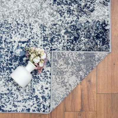 Blue and Gray Abstract 5' x 7' Synthetic Area Rug