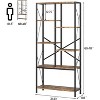 5-Tier Industrial Bookshelf, Vintage Open Display Rack, Rustic Standing Bookcase, Home Office Storage Organizer for Living Room Bedroom, Brown+Black - 2 of 4