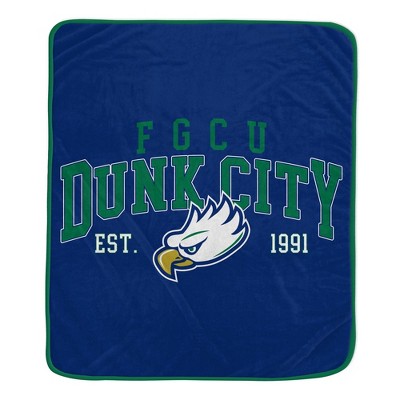 NCAA Florida Gulf Coast Eagles Vintage Arch Block Flannel Fleece Blanket