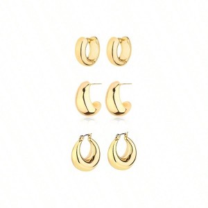 Chunky Hoop Earrings for Women, Hypoallergenic, Lightweight Set - 1 of 4