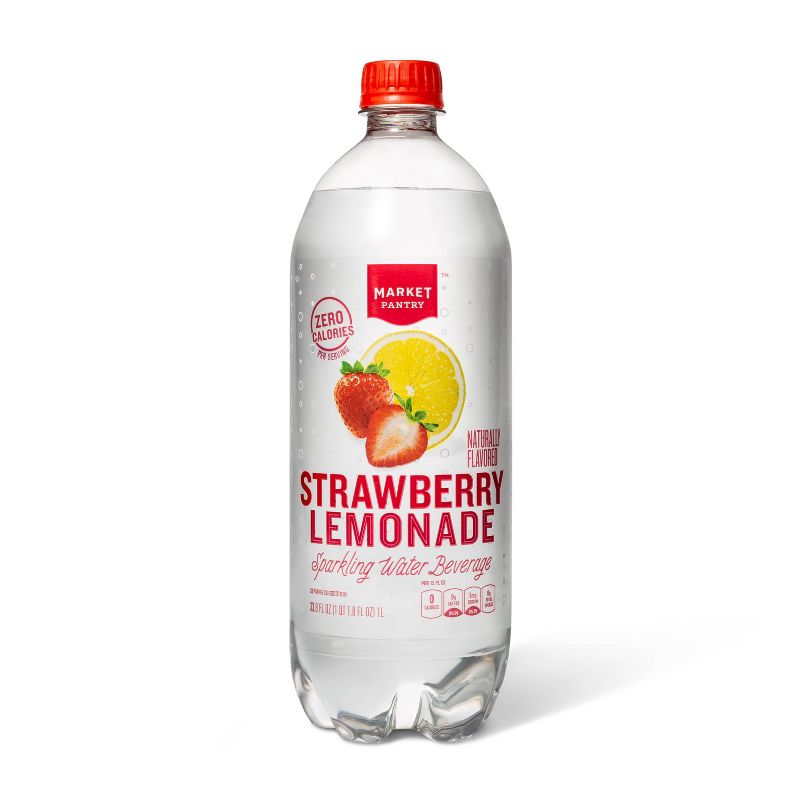 Strawberry Lemonade Sparkling Water - 33.8 fl oz Bottle - Market Pantry&#8482;, 1 of 7