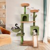 Tangkula 63" Cactus Cat Tree for Indoor Cats w/Sisal Scratching Posts & Ladder Basket Bed - 3 of 4