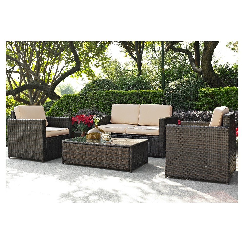 Photos - Garden Furniture Crosley Palm Harbor 4pc All-Weather Wicker Patio Seating Set - Sand  