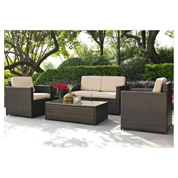 Palm Harbor 4pc All-Weather Wicker Patio Seating Set - Sand - Crosley