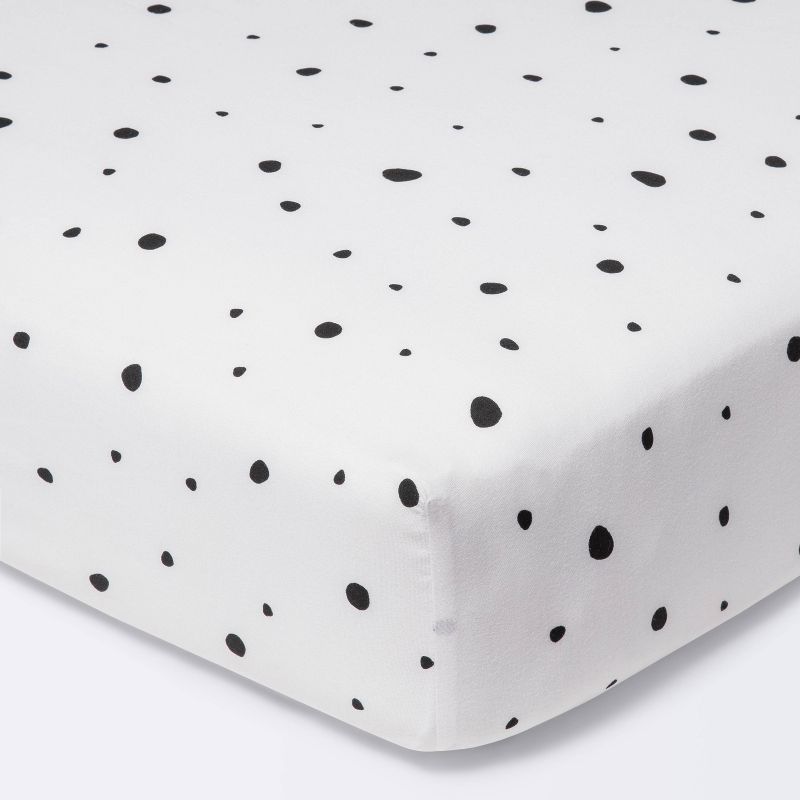 Fitted Crib Sheet Scatter Dot - Cloud Island&#8482; - Black/Cream, 1 of 7