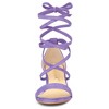 Allegra K Women's Solid Open Toe Lace Up Padded Insole Mid Chunky Heeled Sandals - 2 of 4