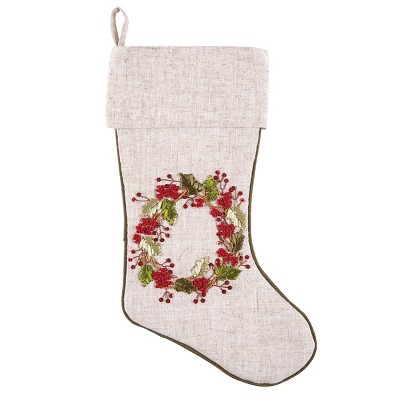 C&F Home Berry Wreath Ribbon Art Stocking